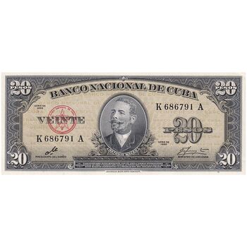 اسکناس 20 پزو 1960 جمهوری اول - تک - UNC62 - کوبا
