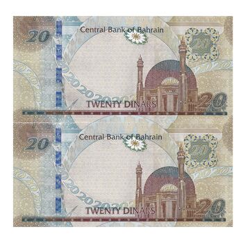 اسکناس 20 دینار 2006 (2016) حمد بن عیسی آل خلیفه - امضای خلیفه بن سلمان آل خلیفه - علائم ضخیم برای افراد کم بینا - جفت - UNC61 - بحرین