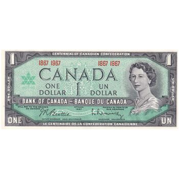 اسکناس 1 دلار 1967 الیزابت دوم - بدون شماره سریال - تک - UNC61 - کانادا