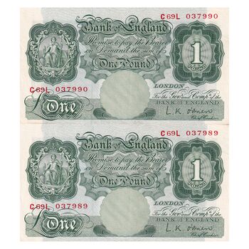 اسکناس یک پوند بدون تاریخ (1955-1960) الیزلبت دوم - LKOB - جفت - AU - انگلستان
