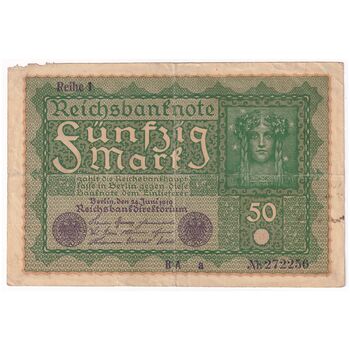 اسکناس 50 مارک 1919 جمهوری وایمار - تک - VF - آلمان