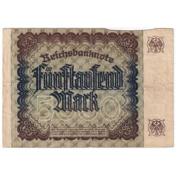 اسکناس 5000 مارک 1922 جمهوری وایمار - تک - VF - آلمان