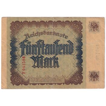 اسکناس 5000 مارک 1922 جمهوری وایمار - تک - VF - آلمان