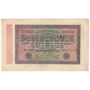 اسکناس 20000 مارک 1923 جمهوری وایمار - تک - VF - آلمان