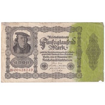اسکناس 50000 مارک 1922 جمهوری وایمار - تک - VF - آلمان