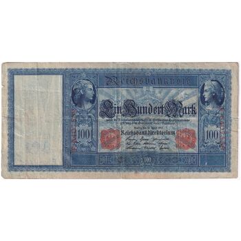 اسکناس 100 مارک 1910 ویلیام دوم - مهر قرمز - تک - VF - آلمان