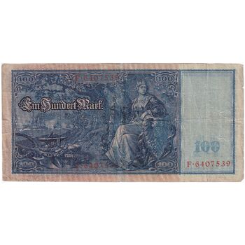 اسکناس 100 مارک 1910 ویلیام دوم - مهر قرمز - تک - VF - آلمان