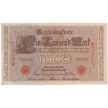 اسکناس 1000 مارک 1910 ویلیام دوم - تک - EF - آلمان