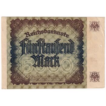 اسکناس 5000 مارک 1922 جمهوری وایمار - تک - EF - آلمان