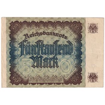 اسکناس 5000 مارک 1922 جمهوری وایمار - تک - EF - آلمان