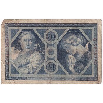 اسکناس 20 مارک 1915 ویلیام دوم - تک - F - آلمان