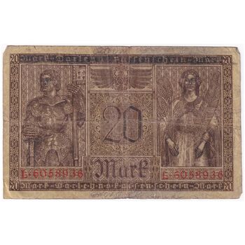 اسکناس 20 مارک 1918 ویلیام دوم - تک - F - آلمان