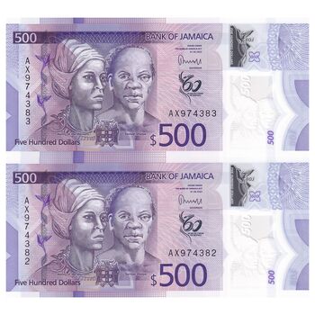 اسکناس 500 دلار 2022 الیزابت دوم - جفت - UNC65 - جامائیکا
