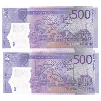 اسکناس 500 دلار 2022 الیزابت دوم - جفت - UNC65 - جامائیکا