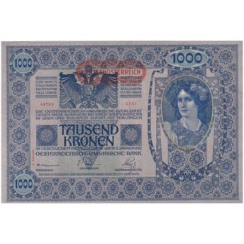 اسکناس 1000 کرون بدون تاریخ (1920) جمهوری اول - تک - UNC61 - اتریش