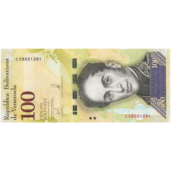 اسکناس 100 بولیوار 2017 جمهوری بولیواری - تک - UNC64 - ونزوئلا