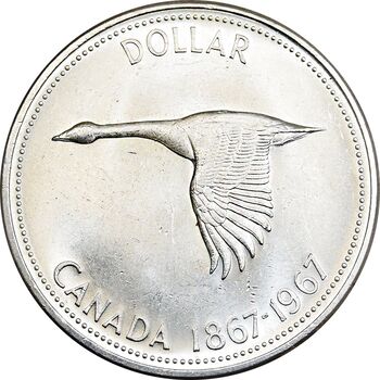 سکه دلار 1967 الیزابت دوم - MS62 - کانادا