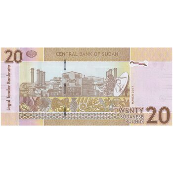 اسکناس 20 پوند 2017 جمهوری - تک - UNC63 - سودان