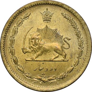 سکه 10 دینار 1321 برنز - MS62 - محمد رضا شاه