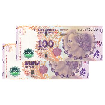 اسکناس 100 پزو بدون تاریخ (2016) جمهوری فدرال - جفت - UNC63 - آرژانتین
