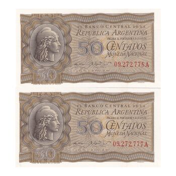 اسکناس 50 سنتاوو بدون تاریخ (1950) جمهوری فدرال - سری A - با نوشته Garrasi - جفت - UNC63 - آرژانتین