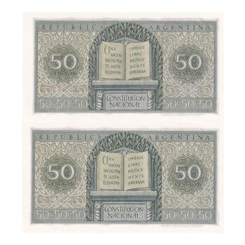 اسکناس 50 سنتاوو بدون تاریخ (1950) جمهوری فدرال - سری A - با نوشته Garrasi - جفت - UNC63 - آرژانتین