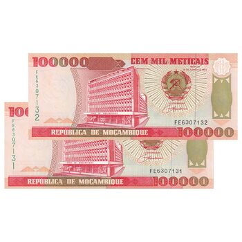 اسکناس 100000 متیکال 1993 جمهوری - جفت - UNC63 - موزامبیک