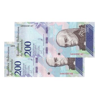 اسکناس 200 بولیوار 2018 جمهوری بولیواری - جفت - UNC63 - ونزوئلا