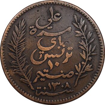 سکه 10 سنتیم 1891 تونس - VF30 - آفریقای شمالی