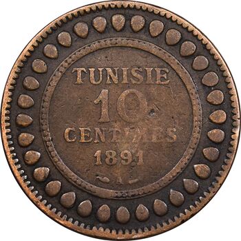سکه 10 سنتیم 1891 تونس - VF30 - آفریقای شمالی