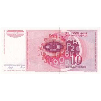 اسکناس 10 دینار 1990 جمهوری فدرال سوسیالیستی - تک - UNC63 - یوگوسلاوی
