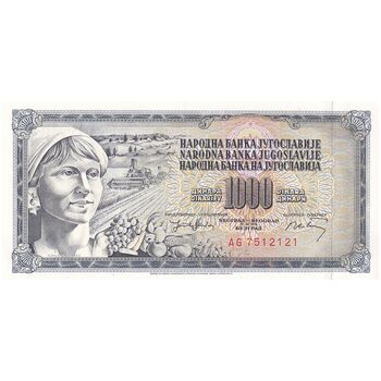 اسکناس 1000 دینار 1974 جمهوری فدرال سوسیالیستی - تک - UNC62 - یوگوسلاوی