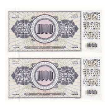 اسکناس 1000 دینار 1974 جمهوری فدرال سوسیالیستی - جفت - UNC62 - یوگوسلاوی