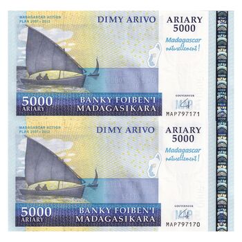 اسکناس 5000 آریاری بدون تاریخ (2008) جمهوری سوم - جفت - UNC62 - ماداگاسکار