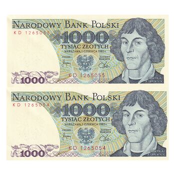 اسکناس 1000 زلوتی 1982 جمهوری خلق - جفت - UNC62 - لهستان