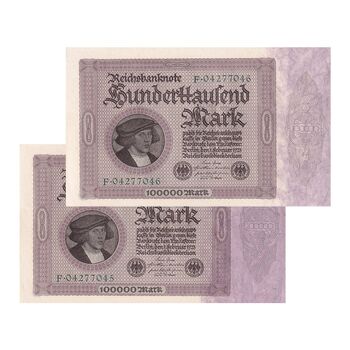 اسکناس 100000 مارک 1923 جمهوری وایمار - جفت - UNC61 - آلمان