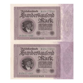 اسکناس 100000 مارک 1923 جمهوری وایمار - جفت - UNC61 - آلمان