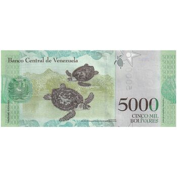 اسکناس 5000 بولیوار 2017 جمهوری بولیواری - تک - UNC62 - ونزوئلا