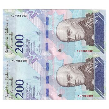 اسکناس 200 بولیوار 2018 جمهوری بولیواری - جفت - UNC62 - ونزوئلا