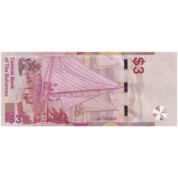 اسکناس 3 دلار 2019 الیزابت دوم - تک - UNC62 - باهاما