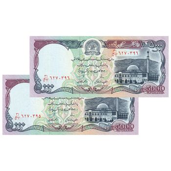 اسکناس 5000 افغانی 1372 دولت اسلامی - جفت - UNC62 - افغانستان