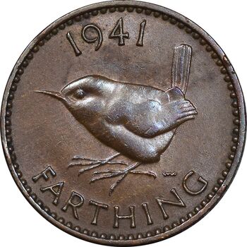 سکه 1 فارتینگ 1941 جرج ششم - EF45 - انگلستان