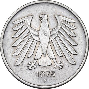سکه 5 مارک 1975F جمهوری فدرال - EF45 - آلمان