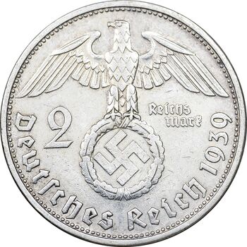 سکه 2 رایش مارک 1939G رایش سوم - EF45 - آلمان