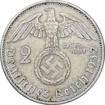سکه 2 رایش مارک 1937A رایش سوم - EF45 - آلمان