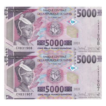 اسکناس 5000 فرانک 2021 جمهوری - جفت - UNC61 - گینه