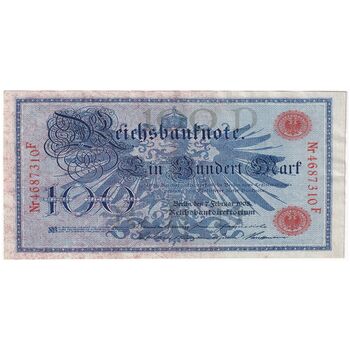 اسکناس 100 مارک 1908 ویلیام دوم - مهر قرمز - تک - EF - آلمان