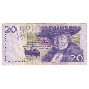 اسکناس 20 کرون 2008 کارل گوستاف شانزدهم - سایز کوچک - تک - VF - سوئد
