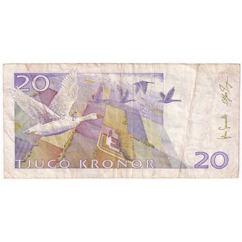 اسکناس 20 کرون 2008 کارل گوستاف شانزدهم - سایز کوچک - تک - VF - سوئد