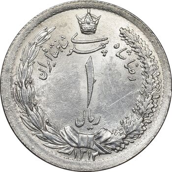 سکه 1 ریال 1312 - 2 تاریخ کوچک - MS62 - رضا شاه